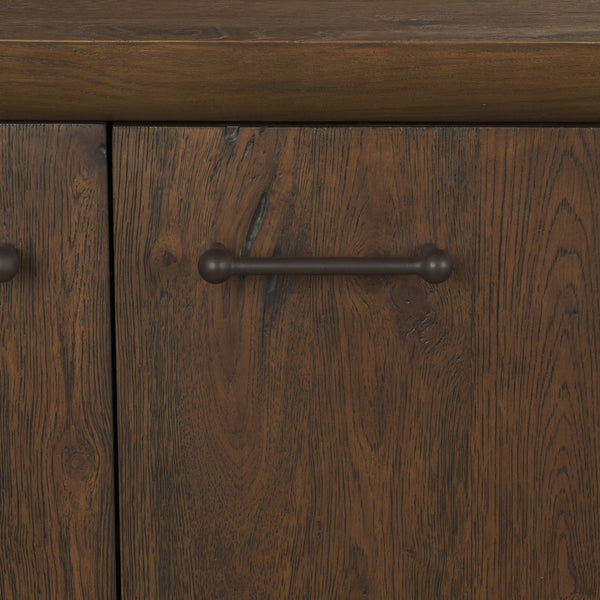 Mercana Belford 94" Rustic Oak Media Console with Versatile Storage and Cable Management for Modern Living Spaces 71229