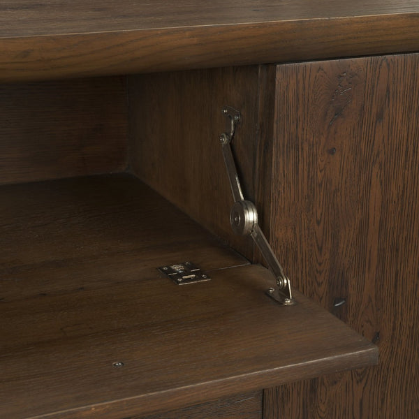 Mercana Belford 94" Rustic Oak Media Console with Versatile Storage and Cable Management for Modern Living Spaces 71229