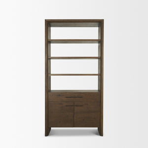 Mercana Belford 2-Door Open Shelving Unit – Rustic Oak Storage Solution for Living Room or Office Décor 71231