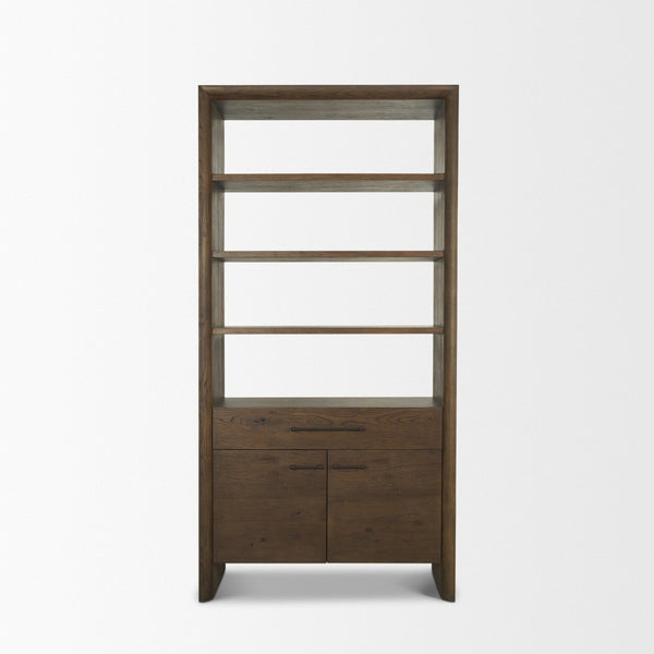 Mercana Belford 2-Door Open Shelving Unit – Rustic Oak Storage Solution for Living Room or Office Décor 71231