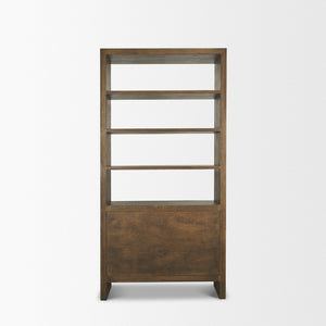 Mercana Belford 2-Door Open Shelving Unit – Rustic Oak Storage Solution for Living Room or Office Décor 71231
