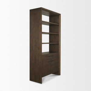 Mercana Belford 2-Door Open Shelving Unit – Rustic Oak Storage Solution for Living Room or Office Décor 71231