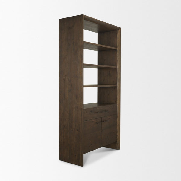 Mercana Belford 2-Door Open Shelving Unit – Rustic Oak Storage Solution for Living Room or Office Décor 71231