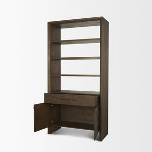 Mercana Belford 2-Door Open Shelving Unit – Rustic Oak Storage Solution for Living Room or Office Décor 71231