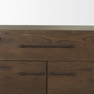 Mercana Belford 2-Door Open Shelving Unit – Rustic Oak Storage Solution for Living Room or Office Décor 71231