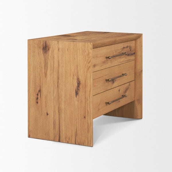 Mercana Belford 3-Drawer Nightstand in Natural Oak – Stylish Storage Solution for Modern Bedrooms and More 71235