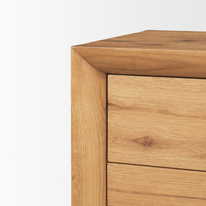 Mercana Belford 3-Drawer Nightstand in Natural Oak – Stylish Storage Solution for Modern Bedrooms and More 71235