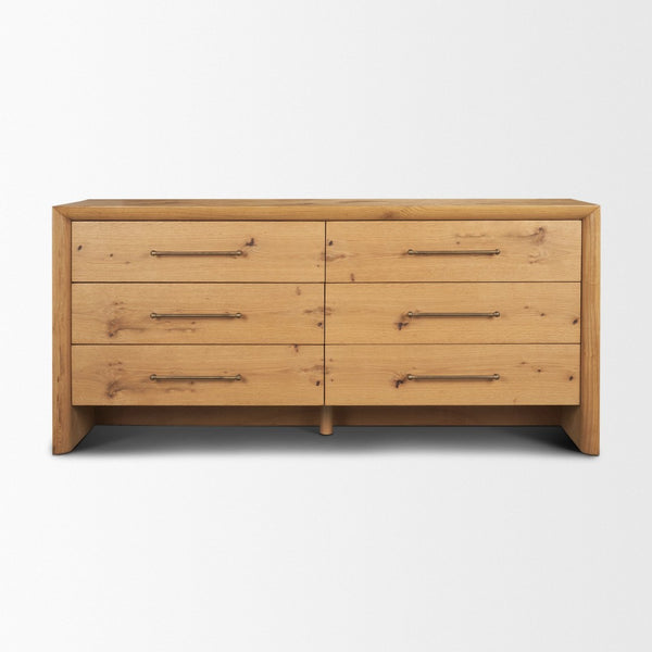 Mercana Belford 6-Drawer Dresser - Solid Oak Construction with Textured Finish for Stylish Bedroom Storage 71237
