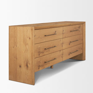 Mercana Belford 6-Drawer Dresser - Solid Oak Construction with Textured Finish for Stylish Bedroom Storage 71237
