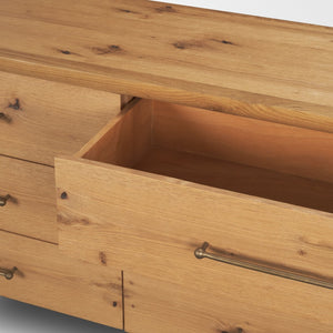 Mercana Belford 6-Drawer Dresser - Solid Oak Construction with Textured Finish for Stylish Bedroom Storage 71237