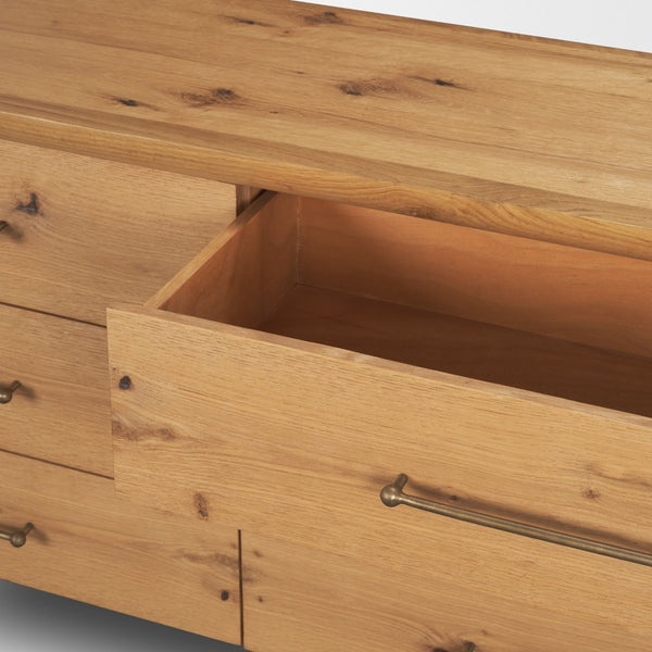 Mercana Belford 6-Drawer Dresser - Solid Oak Construction with Textured Finish for Stylish Bedroom Storage 71237