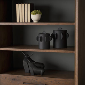 Mercana Deacon Decorative Canister with Sculptural Handles for Modern Home Décor and Stylish Organization Matte Black | Small 71160