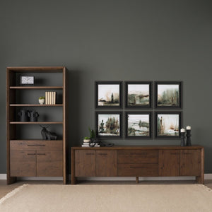 Mercana Belford 2-Door Open Shelving Unit – Rustic Oak Storage Solution for Living Room or Office Décor 71231
