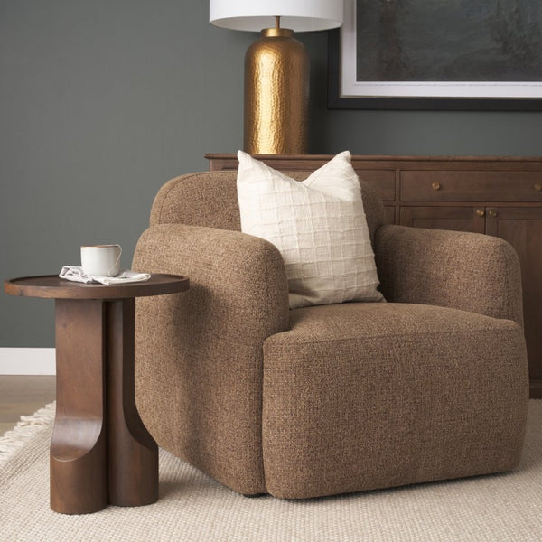 Mercana Saga Textured Brown Plush Upholstered Chair - Luxurious Comfort for Living Rooms and Cozy Nooks 71198