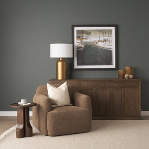 Mercana Baron Solid Mango Wood Sideboard with Elegant Knobs - Modern Farmhouse Style & Ample Storage Options Dark Brown | Antiqued Brass 71116