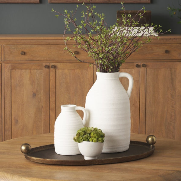 Mercana Jianna Oval Textured Metal Tray with Handles - Elegant Sandcast Design for Tabletop & Home Décor Antique Gold | Large 71172