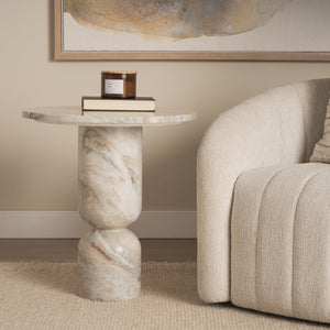 Mercana Nylah Round Accent Table - Luxurious Contemporary Design with Sculptural Appeal for Every Space 71181-AB