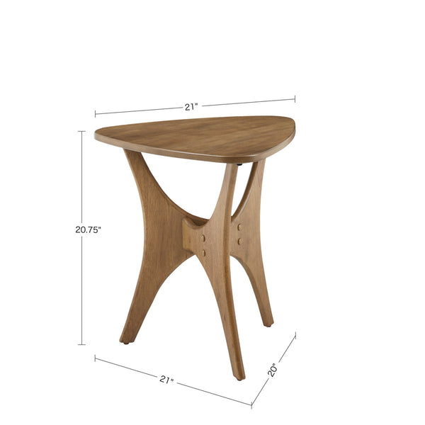 JLA Home INK+IVY - Triangle Solid Wood Side Table with Mid-Century Cross Base, Natural Elm Finish, Durable Accent II120-0428
