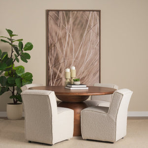 Mercana Atlas 60" Round Dining Table with Stacked Pedestal Base - Solid Mango Wood & Warm Mid-Brown Finish 60" Med Brown Wood Top | Med Brown Wood Base 71217-AB