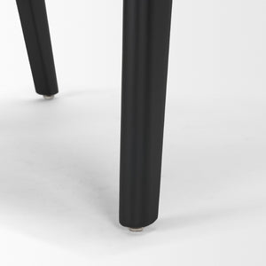 Mercana Reid Modern Mid-Century Armchair with Full-Grain Leather Seat and Handwoven Back for Stylish Comfort Cane | Black Wood 71244