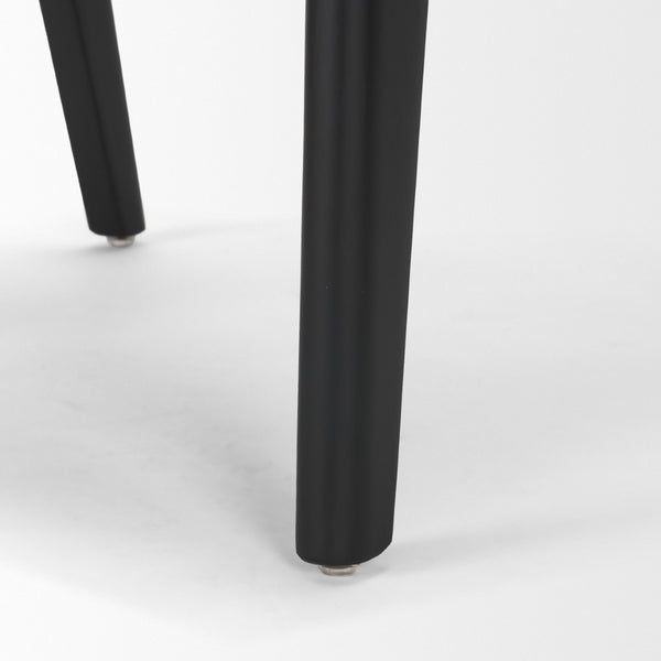 Mercana Reid Modern Mid-Century Armchair with Full-Grain Leather Seat and Handwoven Back for Stylish Comfort Cane | Black Wood 71244