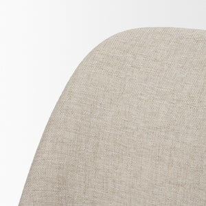 Mercana Abbie Curved Back Upholstered Dining Chair - Modern Armless Design for Stylish Spaces and Comfort Oatmeal Fabric | Dark Brown Wood 71246