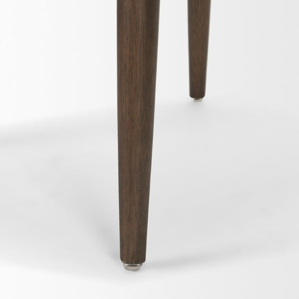 Mercana Abbie Curved Back Upholstered Dining Chair - Modern Armless Design for Stylish Spaces and Comfort Oatmeal Fabric | Dark Brown Wood 71246