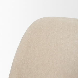 Mercana Abbie Curved Back Upholstered Dining Chair - Modern Armless Design for Stylish Spaces and Comfort Oatmeal Fabric | Brown Wood 71247