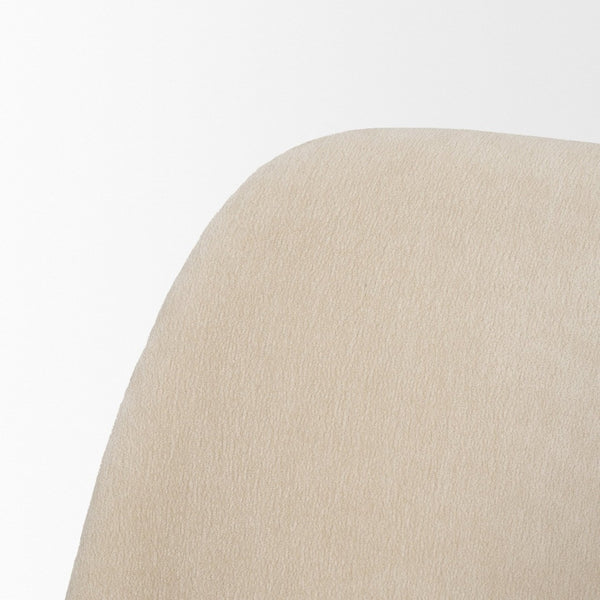 Mercana Abbie Curved Back Upholstered Dining Chair - Modern Armless Design for Stylish Spaces and Comfort Oatmeal Fabric | Brown Wood 71247