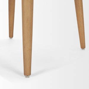 Mercana Abbie Curved Back Upholstered Dining Chair - Modern Armless Design for Stylish Spaces and Comfort Oatmeal Fabric | Brown Wood 71247