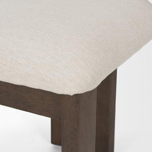 Mercana Soho Curved Open Back Chenille Tripod Dining Chair - Stylish Comfort for Modern Spaces Today! Cream Fabric | Dark Brown Wood 71249