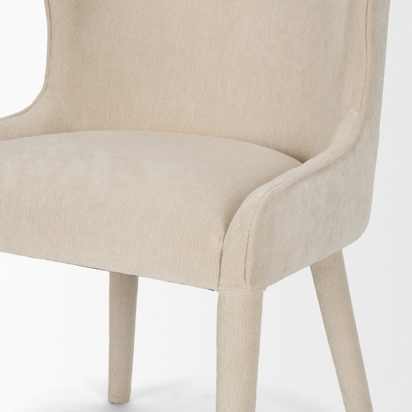 Mercana Nolan Elegant Chenille Dining Chair - Sculptural Comfort, Versatile Design, No Assembly Required Cream Fabric | Wrapped Fabric Legs 71251