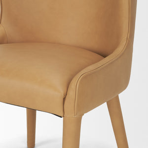 Mercana Nolan Slope Dining Chair - Sculptural Full-Grain Leather with Solid Wood Frame for Timeless Elegance 71253