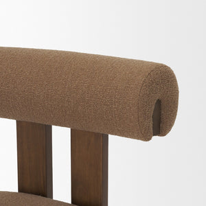 Mercana Tribeca Curved Open Back Dining Chair in Mocha Fabric - Elegant Tripod Frame for Timeless Appeal Brown Fabric | Brown Wood 71258