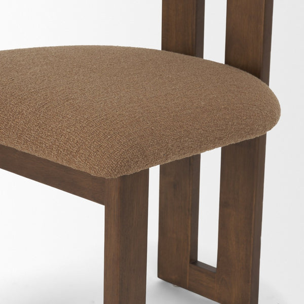 Mercana Tribeca Curved Open Back Dining Chair in Mocha Fabric - Elegant Tripod Frame for Timeless Appeal Brown Fabric | Brown Wood 71258