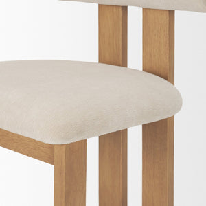 Mercana Tribeca Curved Open Back Dining Chair in Mocha Fabric - Elegant Tripod Frame for Timeless Appeal Cream Fabric | Brown Wood 71259