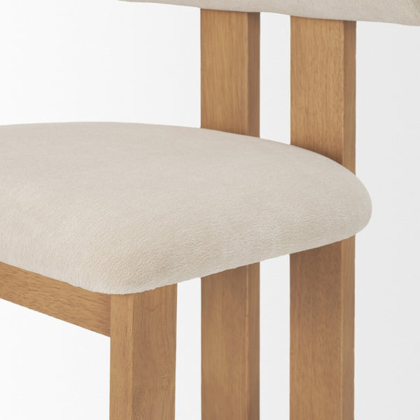 Mercana Tribeca Curved Open Back Dining Chair in Mocha Fabric - Elegant Tripod Frame for Timeless Appeal Cream Fabric | Brown Wood 71259