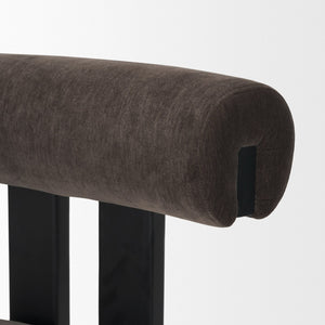 Mercana Tribeca Curved Open Back Dining Chair in Mocha Fabric - Elegant Tripod Frame for Timeless Appeal Charcoal Chenille | Black Wood 71260