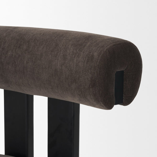 Mercana Tribeca Curved Open Back Dining Chair in Mocha Fabric - Elegant Tripod Frame for Timeless Appeal Charcoal Chenille | Black Wood 71260