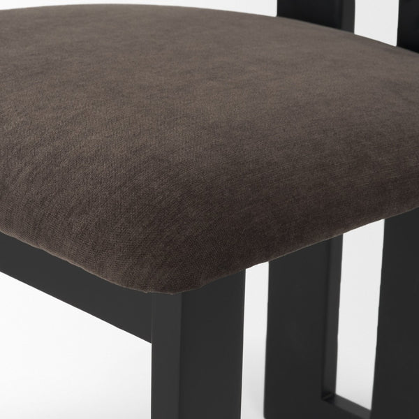 Mercana Tribeca Curved Open Back Dining Chair in Mocha Fabric - Elegant Tripod Frame for Timeless Appeal Charcoal Chenille | Black Wood 71260