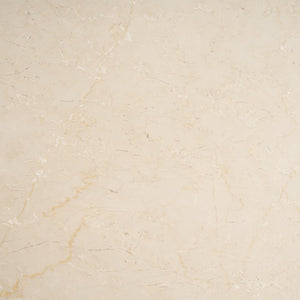 Mercana Marbrello Round Dining Table: Elegant Botticino Marble Top with Fluted Wood Base for Stylish Gatherings 71216-AB