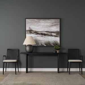 Mercana Grier Console Table: Stylish Solid Wood with Cane Panels for Modern and Rustic Living Spaces Black Wood | Black Cane 71142