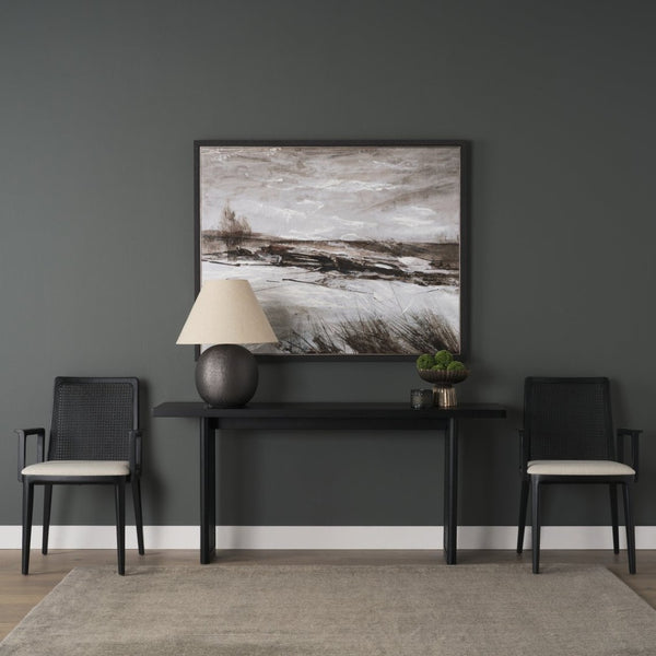 Mercana Grier Console Table: Stylish Solid Wood with Cane Panels for Modern and Rustic Living Spaces Black Wood | Black Cane 71142