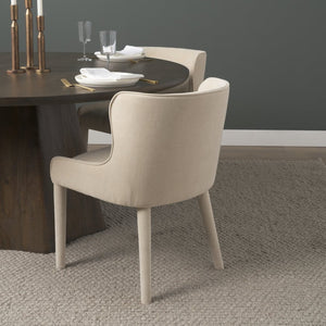 Mercana Nolan Elegant Chenille Dining Chair - Sculptural Comfort, Versatile Design, No Assembly Required Cream Fabric | Wrapped Fabric Legs 71251