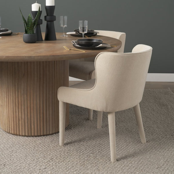 Mercana Nolan Elegant Chenille Dining Chair - Sculptural Comfort, Versatile Design, No Assembly Required Cream Fabric | Wrapped Fabric Legs 71251