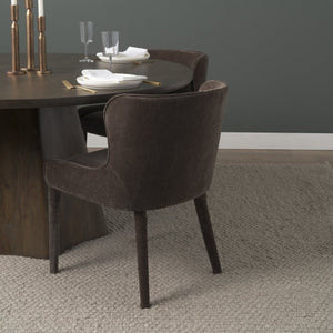 Mercana Nolan Elegant Chenille Dining Chair - Sculptural Comfort, Versatile Design, No Assembly Required Charcoal Fabric | Wrapped Fabric Legs 71252