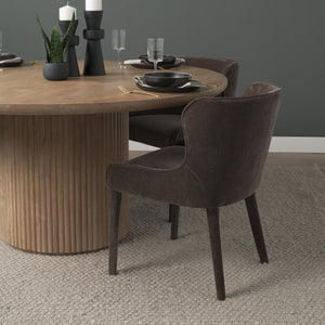 Mercana Nolan Elegant Chenille Dining Chair - Sculptural Comfort, Versatile Design, No Assembly Required Charcoal Fabric | Wrapped Fabric Legs 71252