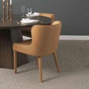 Mercana Nolan Slope Dining Chair - Sculptural Full-Grain Leather with Solid Wood Frame for Timeless Elegance 71253