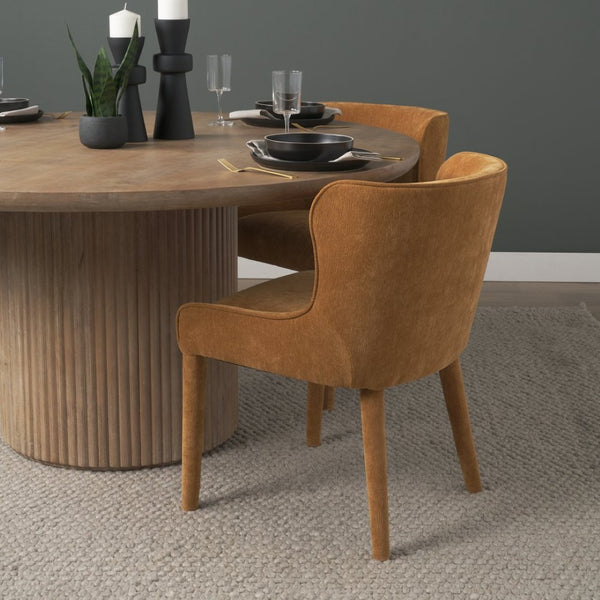 Mercana Nolan Elegant Chenille Dining Chair - Sculptural Comfort, Versatile Design, No Assembly Required Rust Fabric | Wrapped Fabric Legs 71254