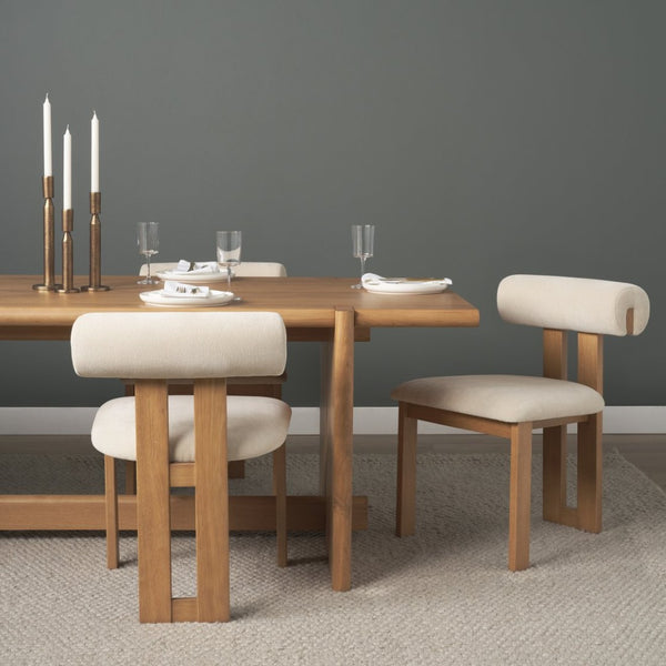 Mercana Tribeca Curved Open Back Dining Chair in Mocha Fabric - Elegant Tripod Frame for Timeless Appeal Cream Fabric | Brown Wood 71259